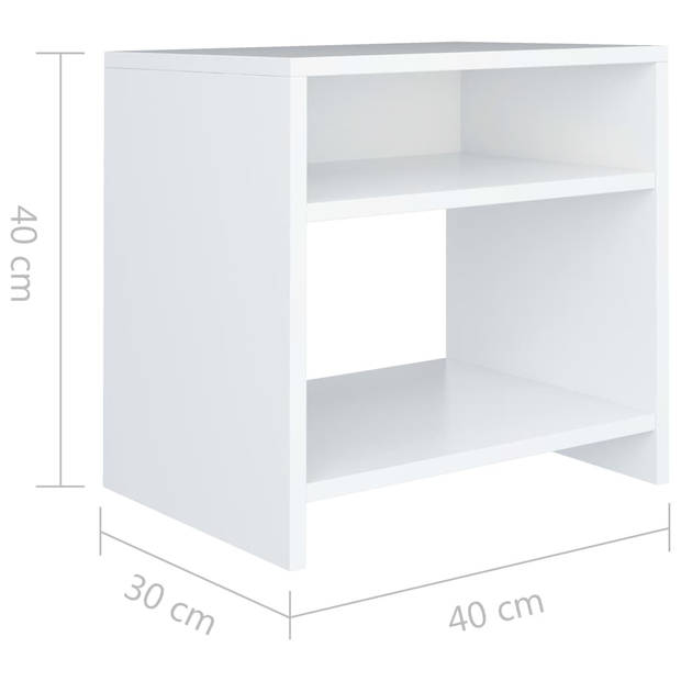 vidaXL Nachtkastje 40x30x40 cm bewerkt hout wit