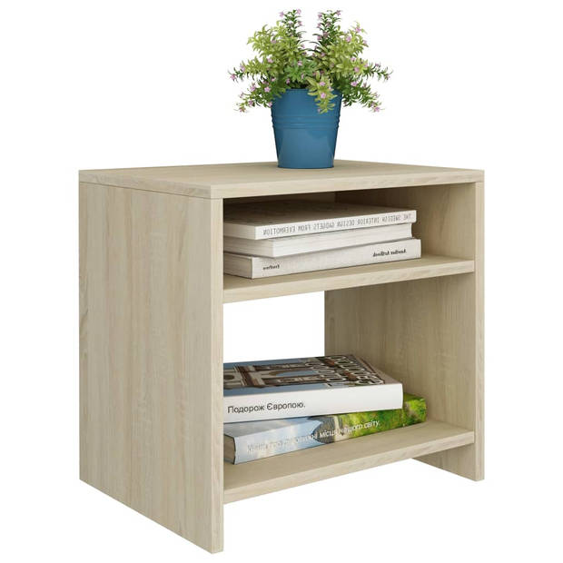 vidaXL Nachtkastjes 2 st 40x30x40 cm bewerkt hout sonoma eikenkleurig