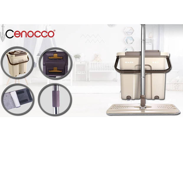 Cenocco CC-9070 vlakke mop - Inclusief emmer - Bruin