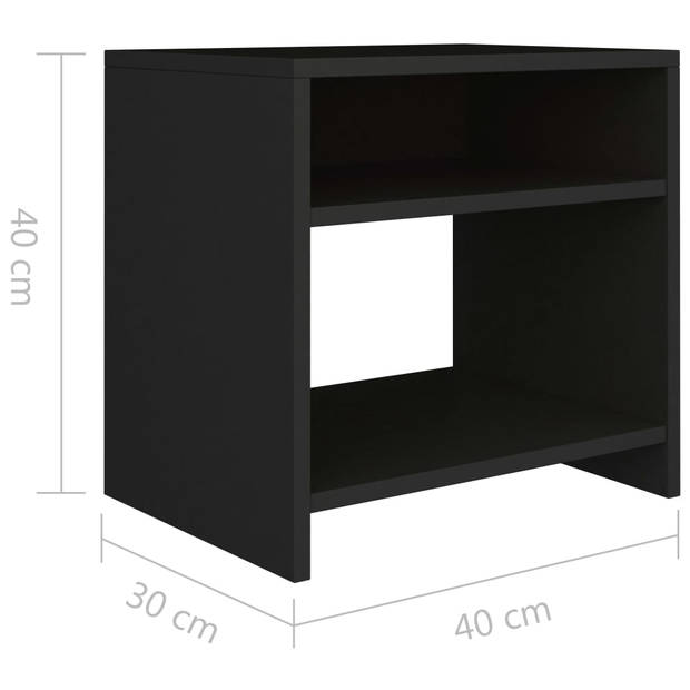 vidaXL Nachtkastje 40x30x40 cm bewerkt hout zwart