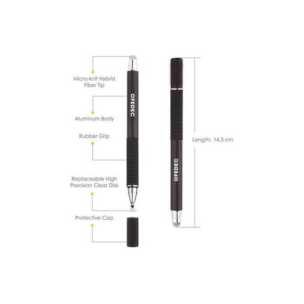Tablet Precisie Stylus Pen voor Ipad / Tablet / Mobiel - Universeel - Zwart - Set van 2 pennen