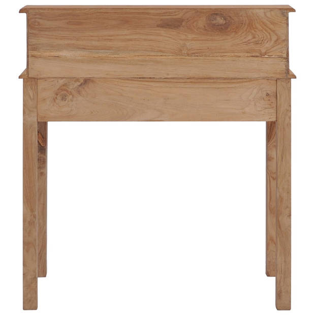 The Living Store Massief teakhouten bureau met 6 lades - 90x50x100 cm - Rustieke charme