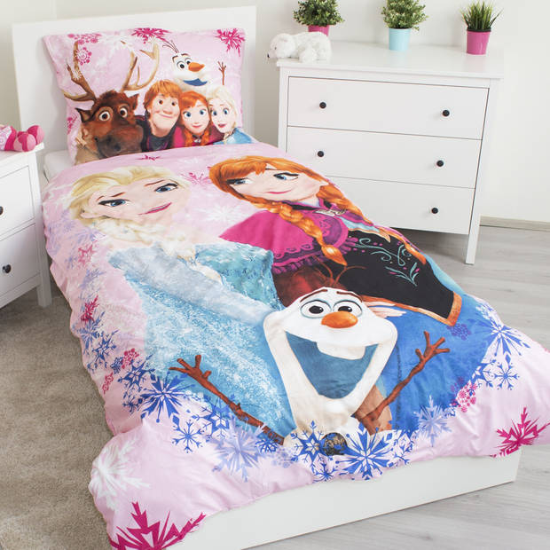 Disney Frozen Dekbedovertrek Friends - Eenpersoons - 140 x cm - Polyester |