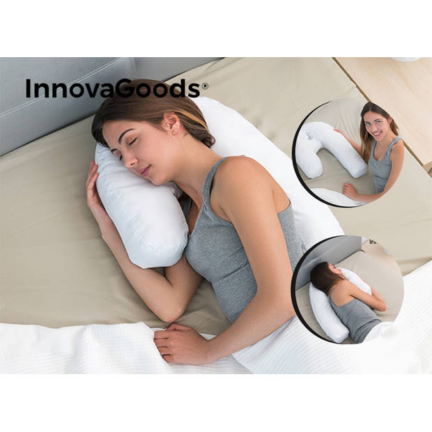 InnovaGoods Wellness Relax Slaapkussen - Ergnomisch - U-vormig Zijslaapkussen - 60% Polyester - Wit