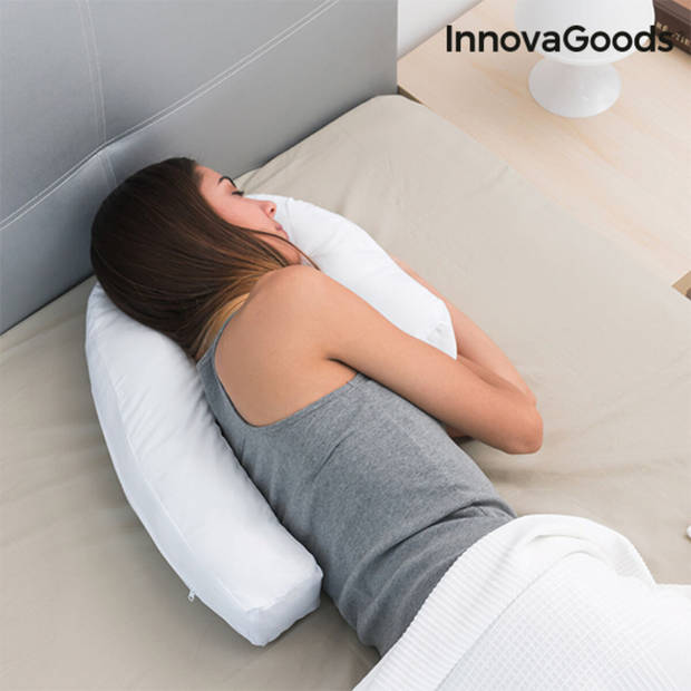 InnovaGoods Wellness Relax Slaapkussen - Ergnomisch - U-vormig Zijslaapkussen - 60% Polyester - Wit