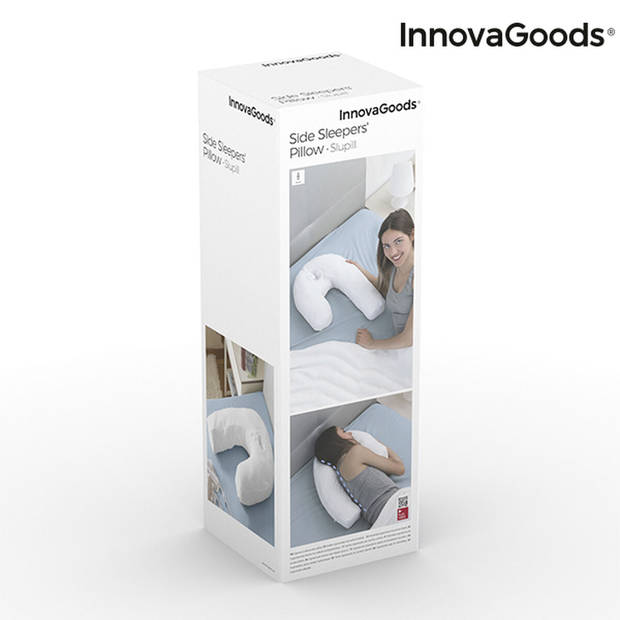 InnovaGoods Wellness Relax Slaapkussen - Ergnomisch - U-vormig Zijslaapkussen - 60% Polyester - Wit