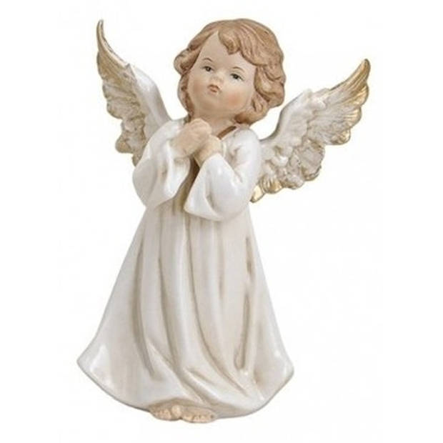 Engel beeldje - wit - 9 cm - biddend - engelenbeeldjes - Kerstbeeldjes