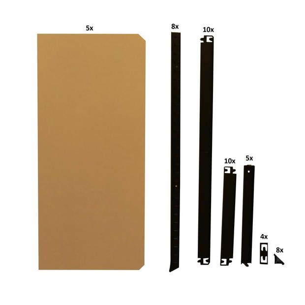 ERRO Stellingkast met 5 planken - zwart - 90cm