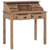 The Living Store Massief teakhouten bureau met 6 lades - 90x50x100 cm - Rustieke charme