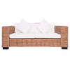 The Living Store Rattanbank - tweezitsbank - natuurlijk rattan - 157x80x67 cm - inclusief kussens