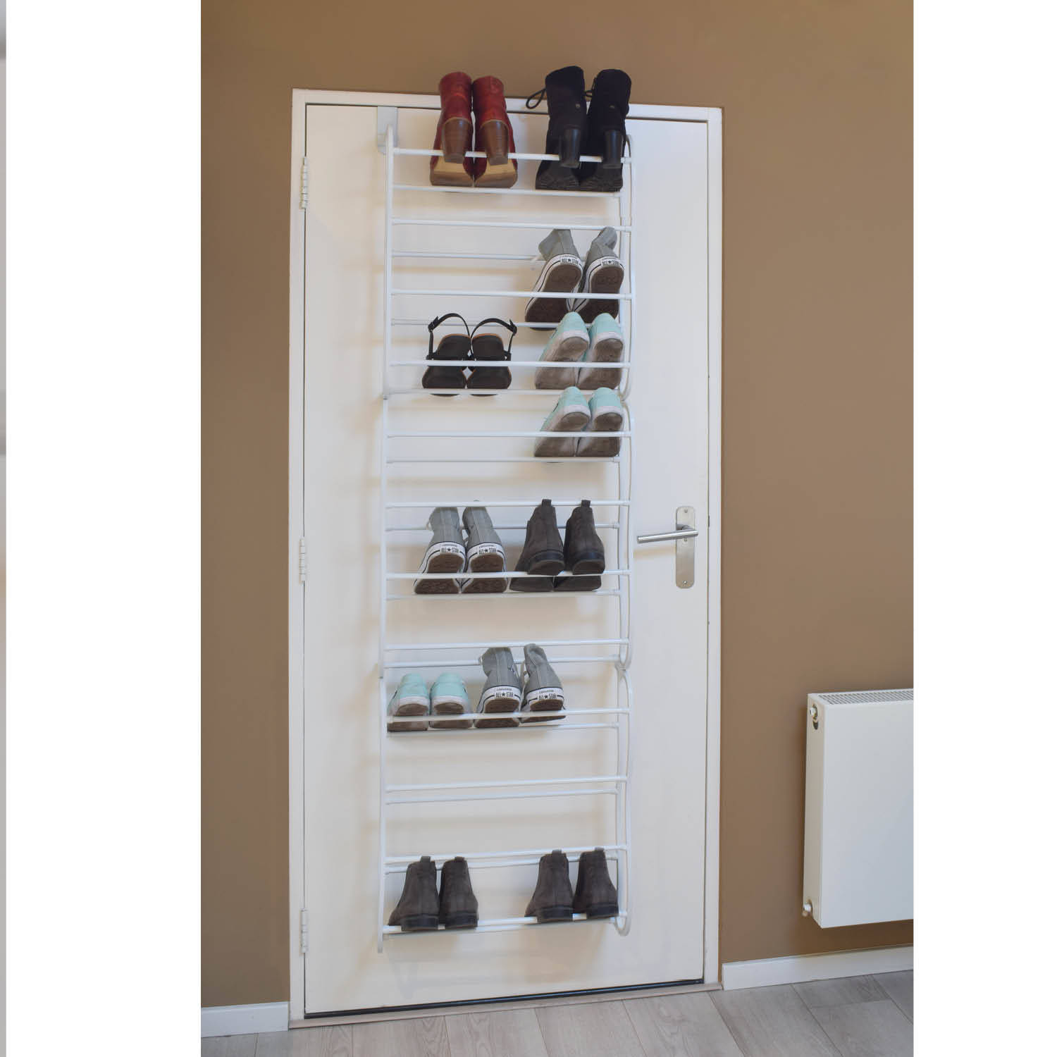 Wiskundige Zenuw Treinstation O'DADDY® hangend schoenenrek deur - Geschikt voor opdek en stompe deuren,  beide kanten – 20 x 51 x 182 cm - Wit | Blokker
