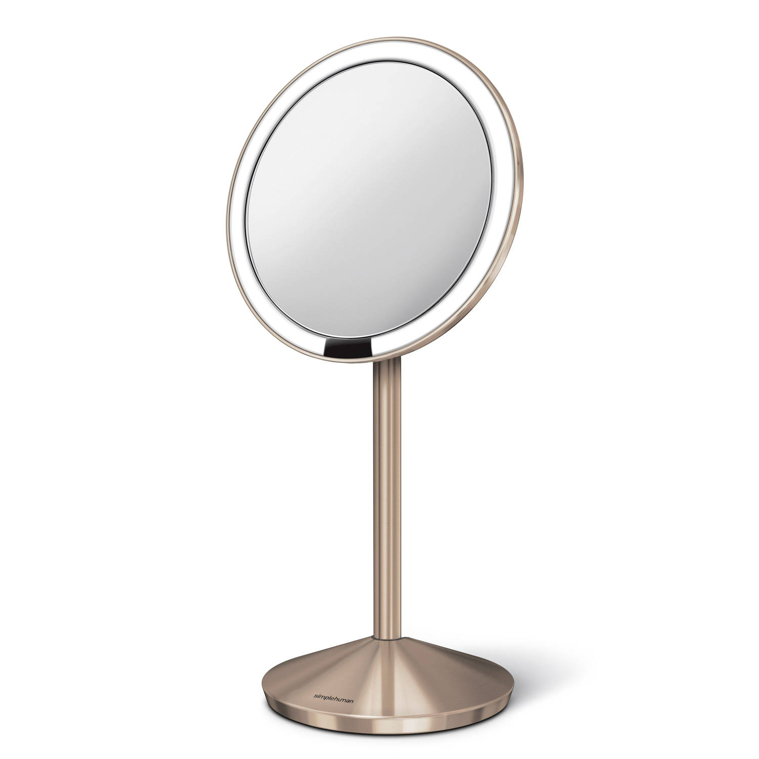 Simplehuman - Spiegel met Sensor 12 cm 10x Vergroting Opvouwbaar - Roestvast Staal - Roségoud