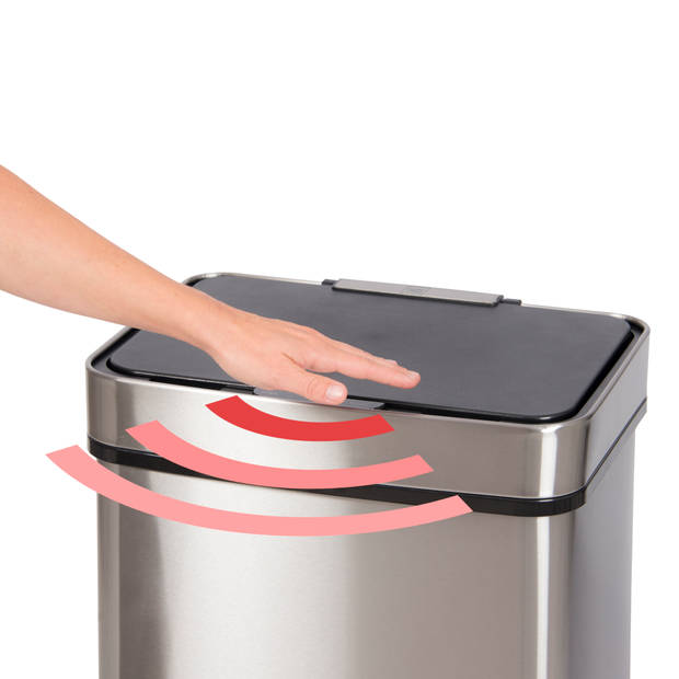 Sensor afvalcontainer / Comfortliving 65l met 4 compartimenten en lade Trebs Roestvaststaal