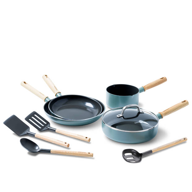 Greenpan Pannenset met Keukenhulpjes Mayflower - 4 delige set