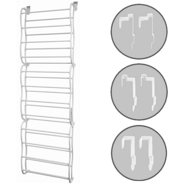 O'DADDY® hangend schoenenrek deur - Geschikt voor opdek en stompe deuren, beide kanten – 20 x 51 x 182 cm - Wit