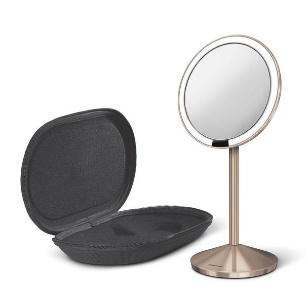 Simplehuman - Spiegel met Sensor 12 cm 10x Vergroting Opvouwbaar - Roestvast Staal - Roségoud