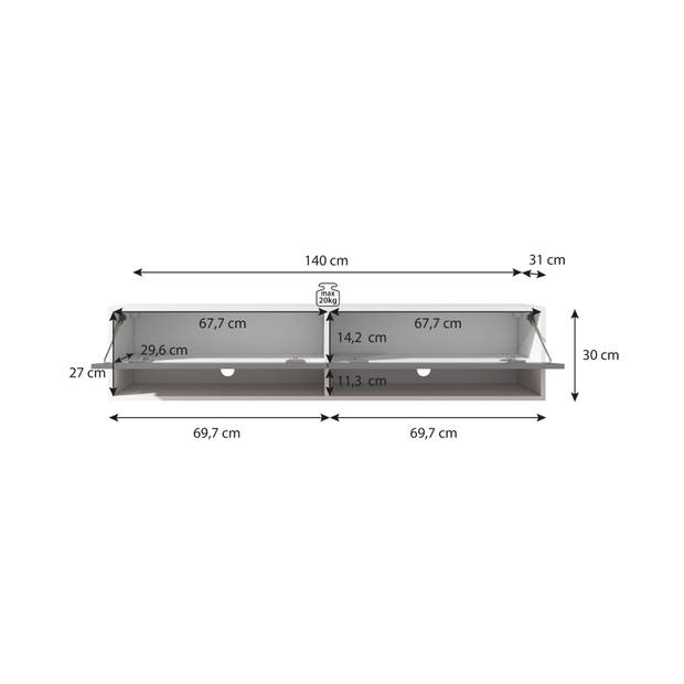 Meubella TV-Meubel Asino - Kastanje - 140 cm