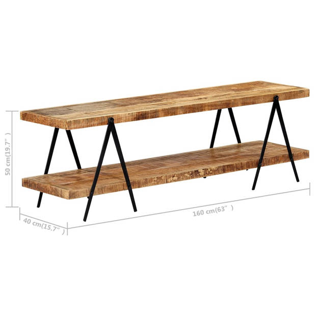 The Living Store Televisiekast XL - Mangohout - Gepoedercoat frame - 160 x 40 x 50 cm