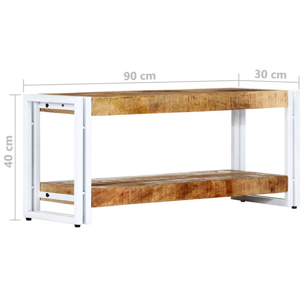 The Living Store Industriële TV-kast - 90 x 30 x 40 cm - Massief mangohout en gepoedercoat ijzer