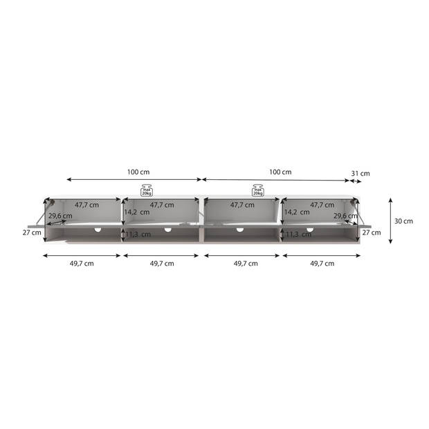 Meubella TV-Meubel Asino - Grijs - 200 cm