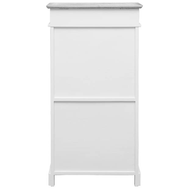 The Living Store Schoenenkast - Paulowniahout - 50 x 28 x 98 cm - Grijs/Wit