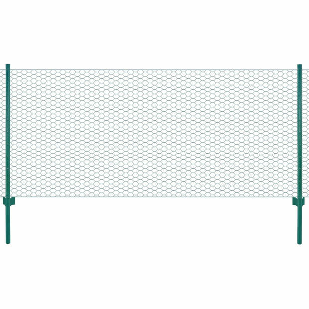 vidaXL Draadgaashek met palen 25x0,75 m staal groen