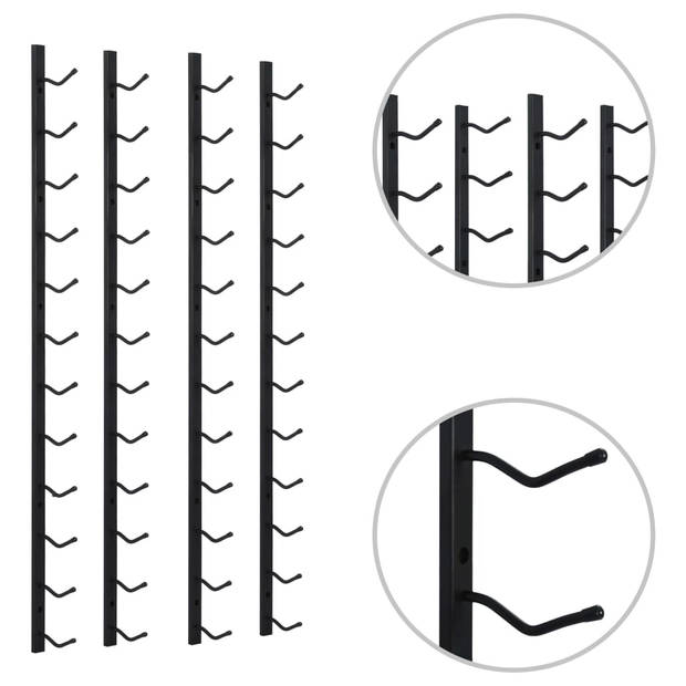 vidaXL Wijnrekken wandmontage voor 12 flessen 2 st ijzer zwart