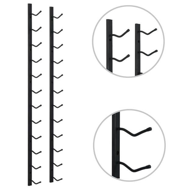 vidaXL Wijnrek wandmontage voor 12 flessen ijzer zwart