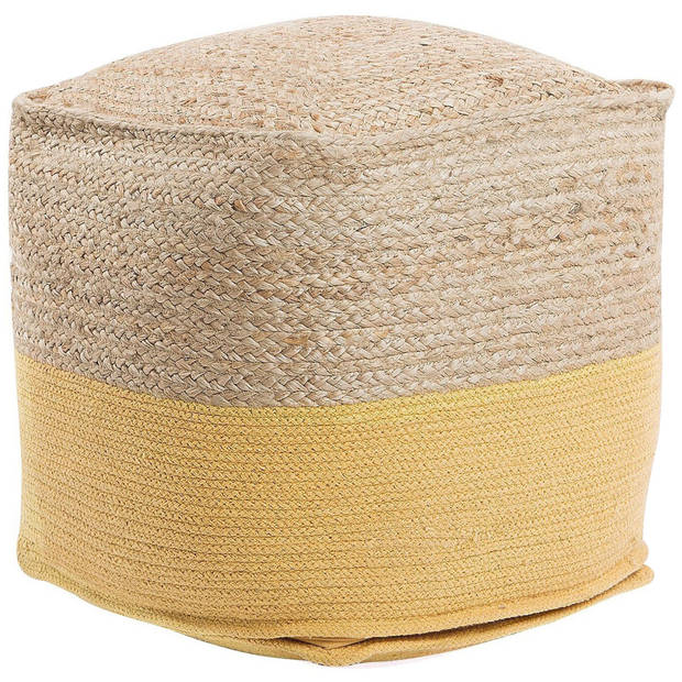 Beliani KIRAMA - Poef-Beige-Katoen, Jute