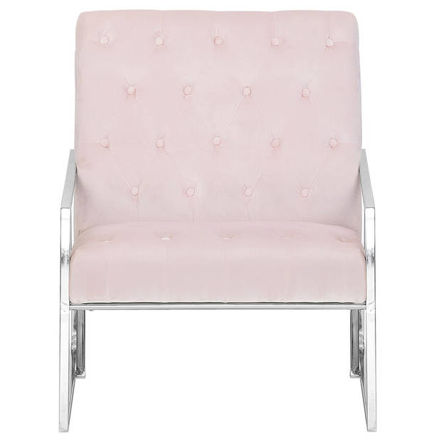 Beliani HARSTAD - Fauteuil-Roze-Fluweel