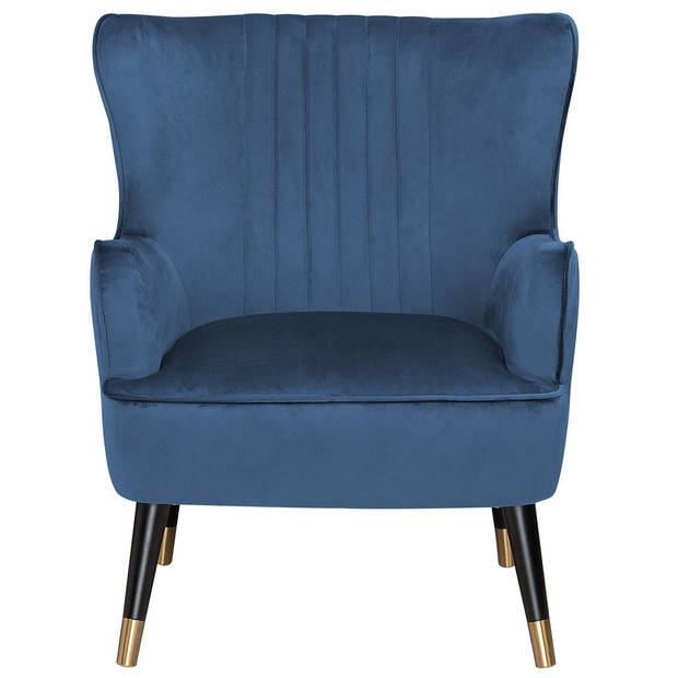 Beliani VARBERG - Fauteuil-Blauw-Fluweel