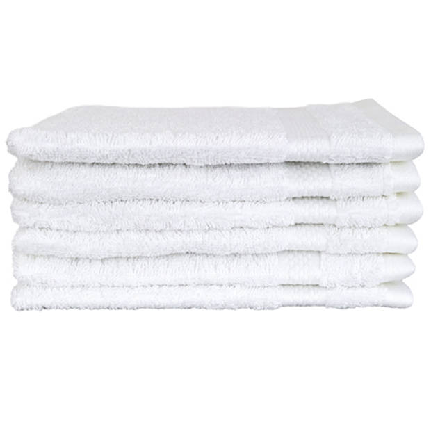 Katoenen Washandjes met Ophang Lus – 6 Pack – 15 x 21 cm – Wit