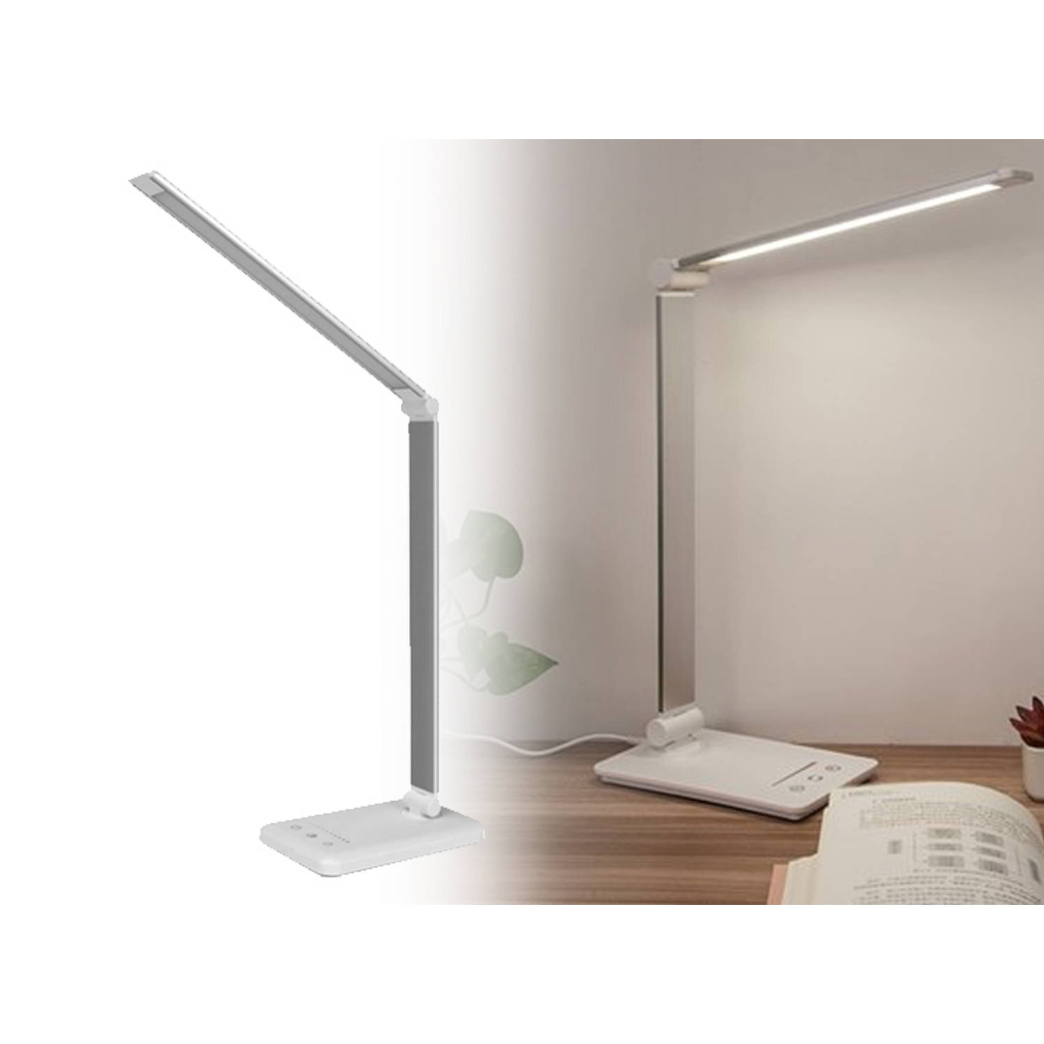 Verovering diagonaal Kader Bureaulamp LED Dimbaar - Wit - Modern - Verstelbare Verlichtingsmodi 2000K  - 6500K (Perfect Werk/Daglicht) | Blokker
