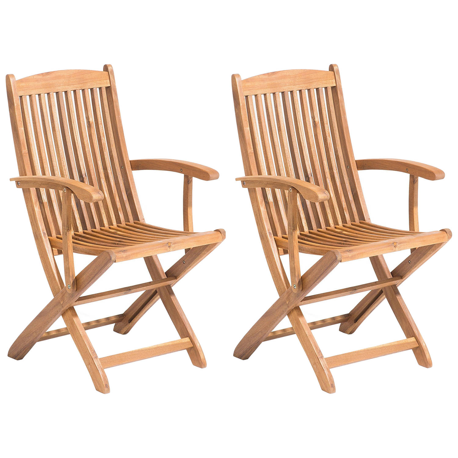 Beliani MAUI Set van 2 stoelen Lichte houtkleur