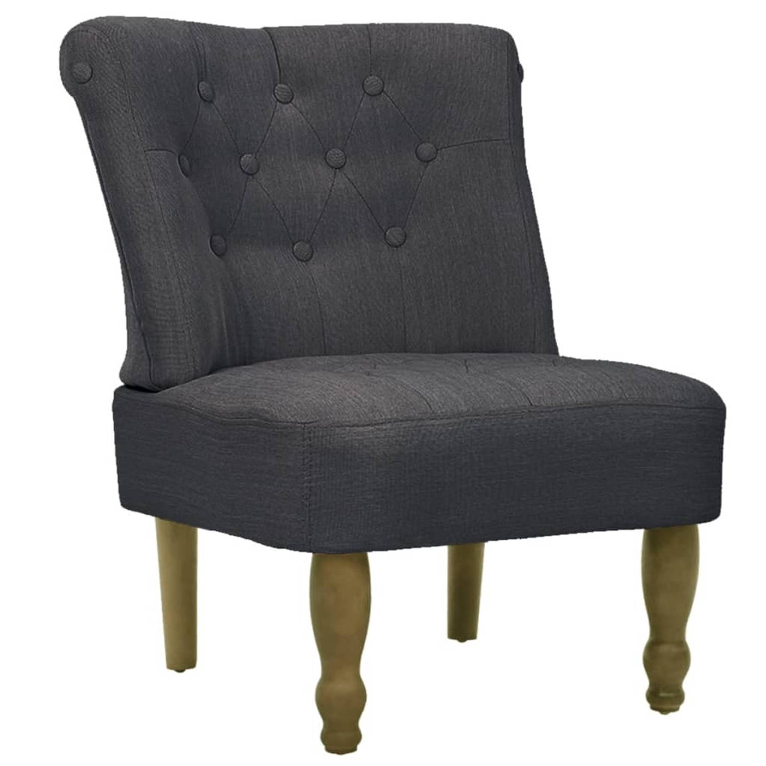 The Living Store Franse stoel stof grijs - Fauteuil