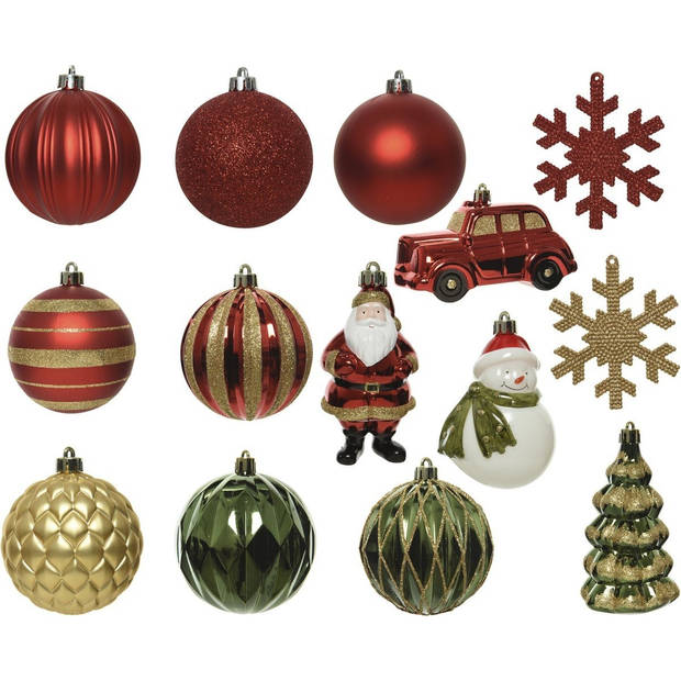 Kerstballen Mixdoos 25 st. - Rood/Groen/Goud