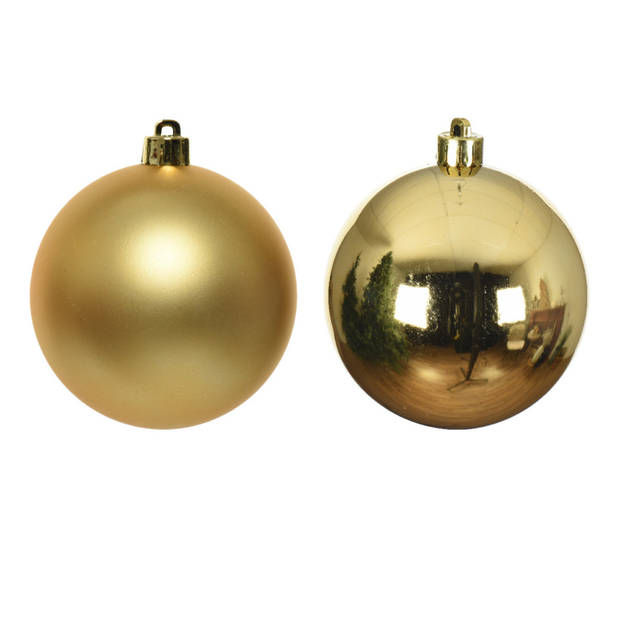 16x Kunststof kerstballen glanzend/mat goud 4 cm kerstboom versiering/decoratie - Kerstbal