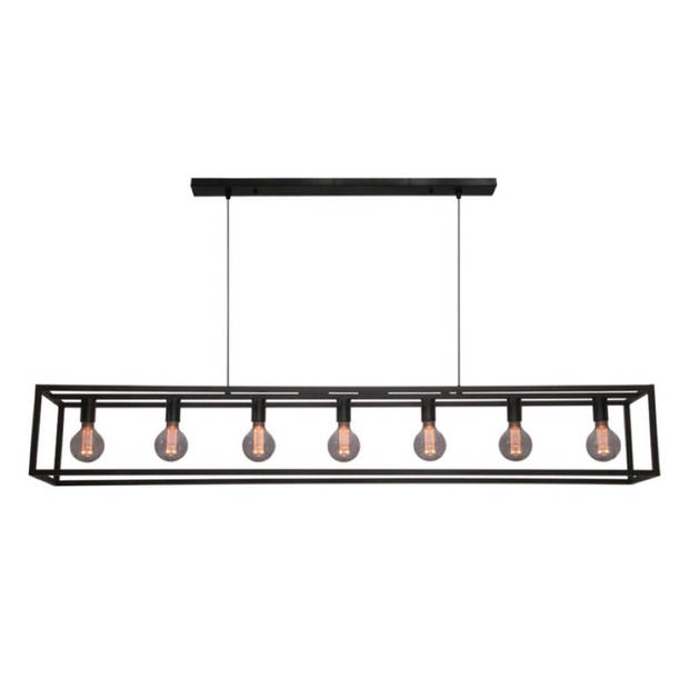 Freelight Hanglamp Esteso 7 lichts L 168 cm B 25 cm zwart