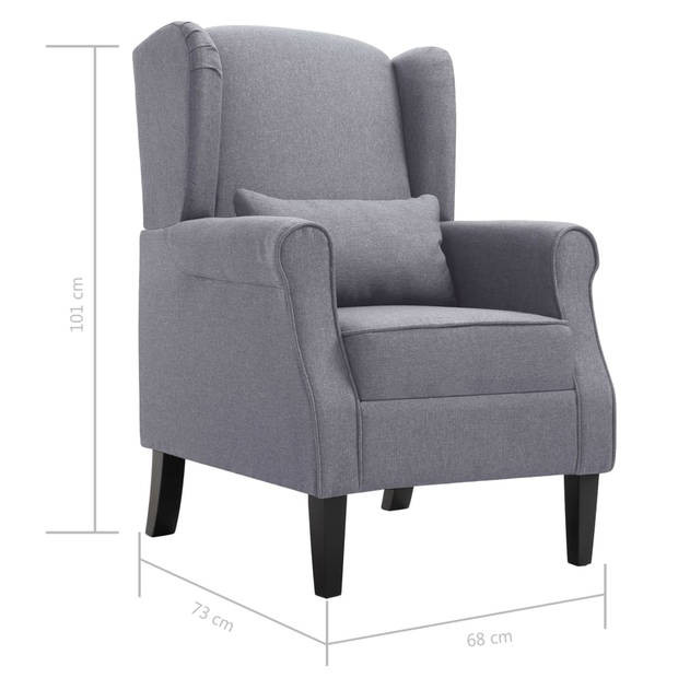 The Living Store Armstoel - Fauteuil - Houten frame - Donkergrijs - 68x73x101cm