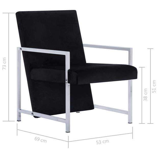 The Living Store Fauteuil Armstoel - 53x69x73cm - Zwart