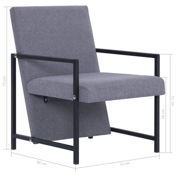 The Living Store Fauteuil Armstoel - 53 x 69 x 73 cm - Lichtgrijs