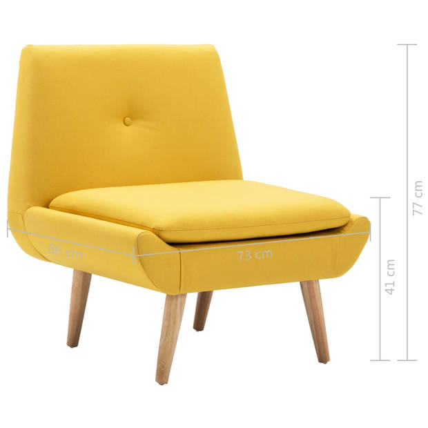 The Living Store fauteuil geel polyester 73x66x77 cm - met rubberwood poten