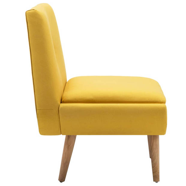 The Living Store fauteuil geel polyester 73x66x77 cm - met rubberwood poten