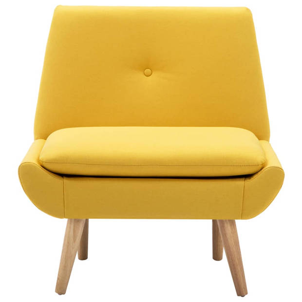 The Living Store fauteuil geel polyester 73x66x77 cm - met rubberwood poten