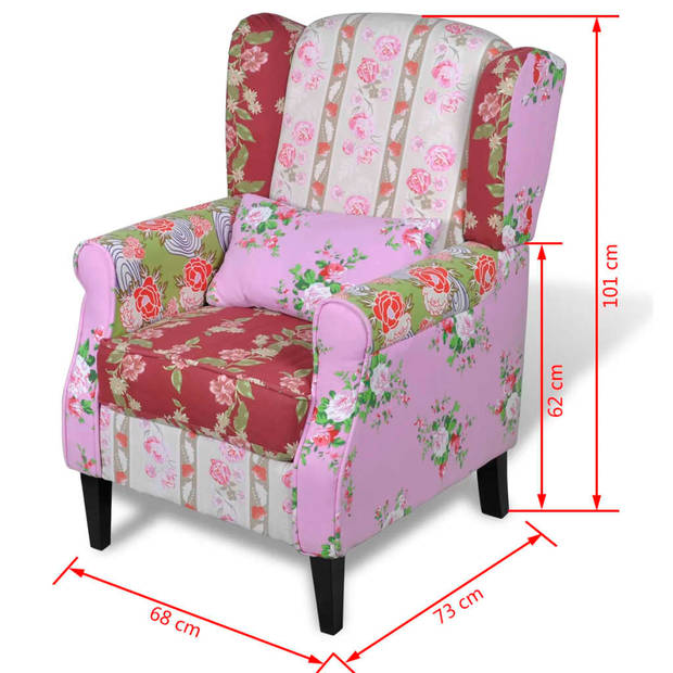 The Living Store Patchwork Fauteuil - Bloemenpatroon - 68 x 73 x 101 cm - Ergonomisch - Duurzaam