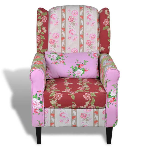 The Living Store Patchwork Fauteuil - Bloemenpatroon - 68 x 73 x 101 cm - Ergonomisch - Duurzaam