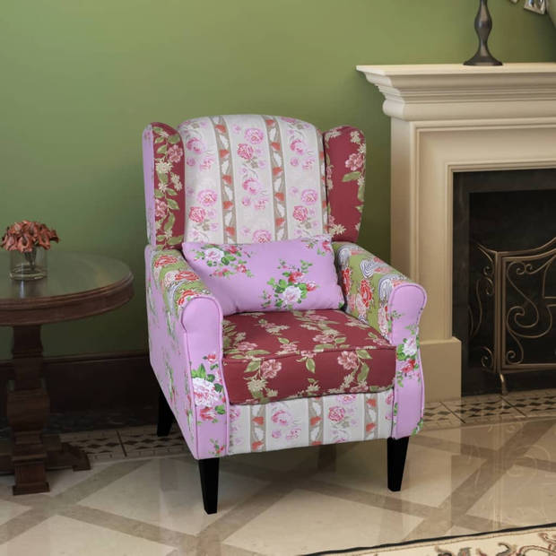 The Living Store Patchwork Fauteuil - Bloemenpatroon - 68 x 73 x 101 cm - Ergonomisch - Duurzaam