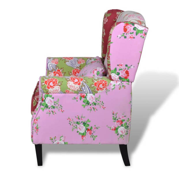 The Living Store Patchwork Fauteuil - Bloemenpatroon - 68 x 73 x 101 cm - Ergonomisch - Duurzaam