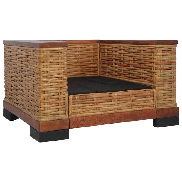 The Living Store Natuurlijk Rattan Fauteuil - Bruin - 94 x 78 x 66 cm - Verwijderbare kussenhoezen