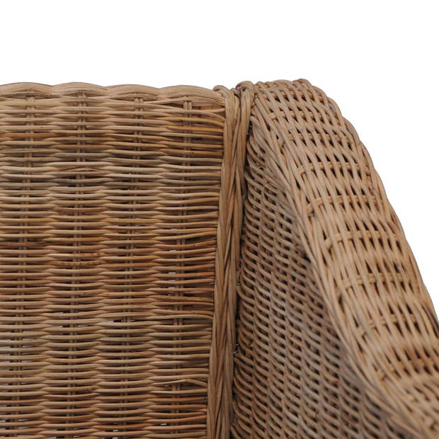 The Living Store Rattan Fauteuil - Naturel - 72 x 78 x 74 cm - inclusief kussens